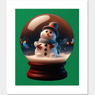 cute snowman inside a sphere glass for christmas Posters and Art